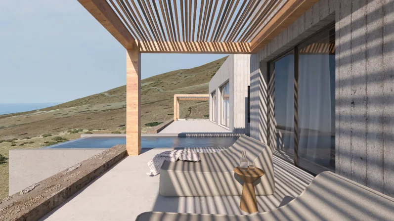New residential project with swimming pool.