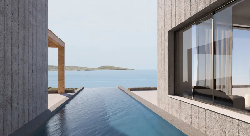 New residential project with swimming pool.