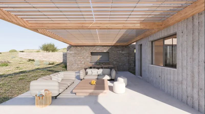 New residential project with swimming pool.
